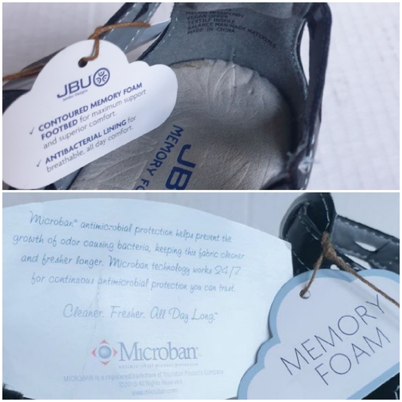 JBU Wm Melon Black Memory Foam Vegan Cutout Leather Sneakers Velcro T-Strap 7.5 - Picture 10 of 16